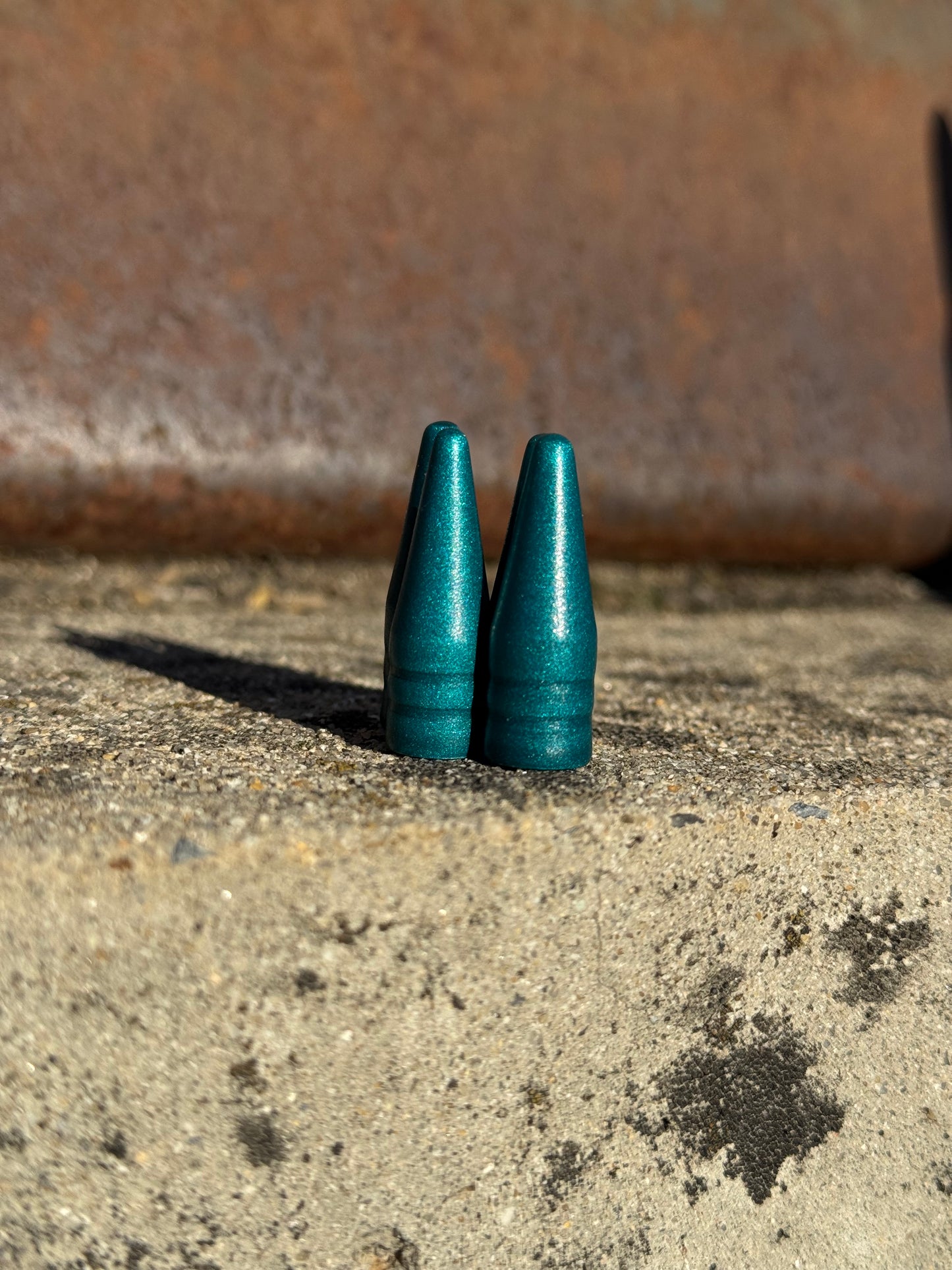 Matte Candy Teal Spike Valve Stem Caps