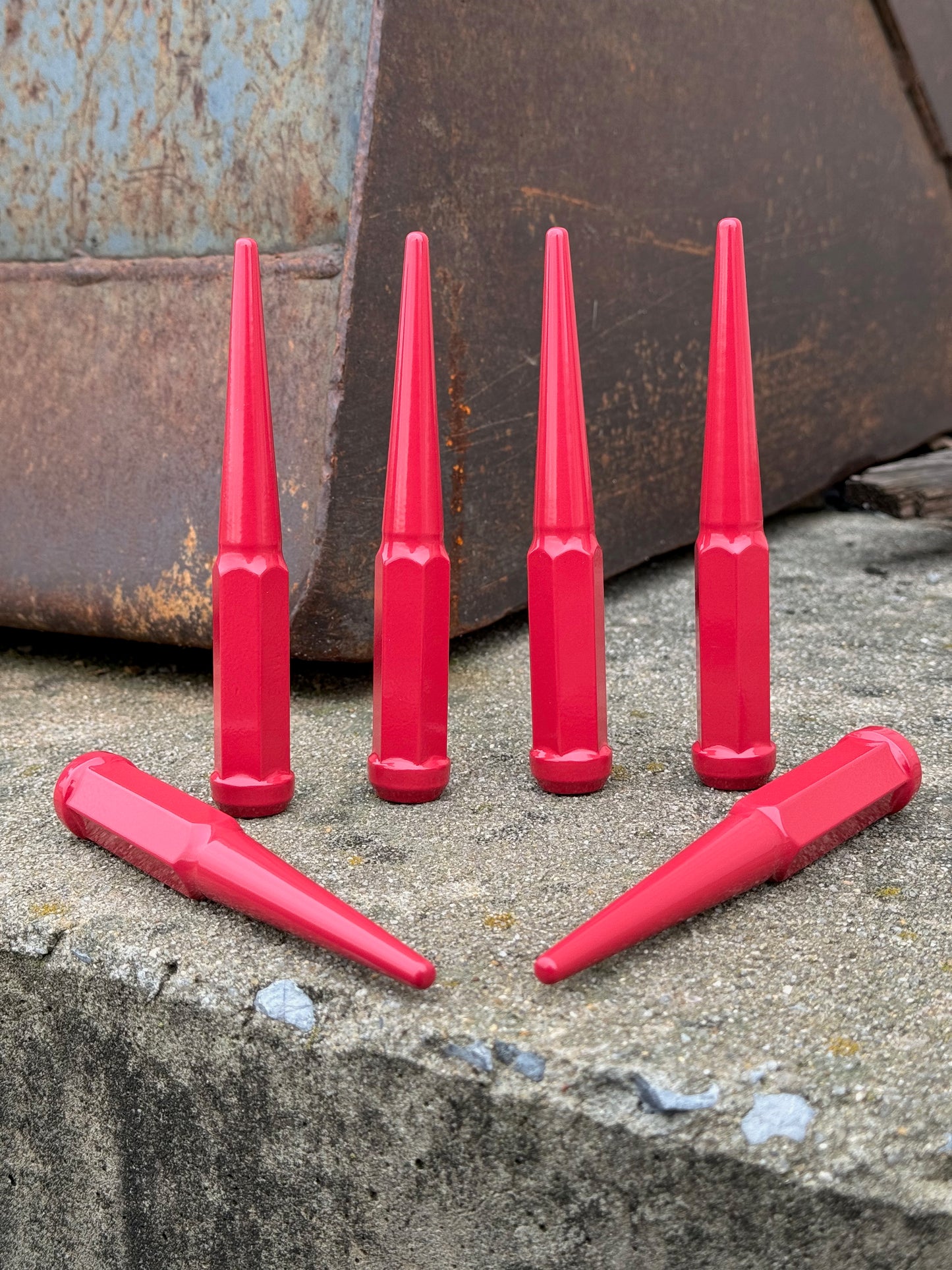 Scarlet Red Spike Lug Nuts