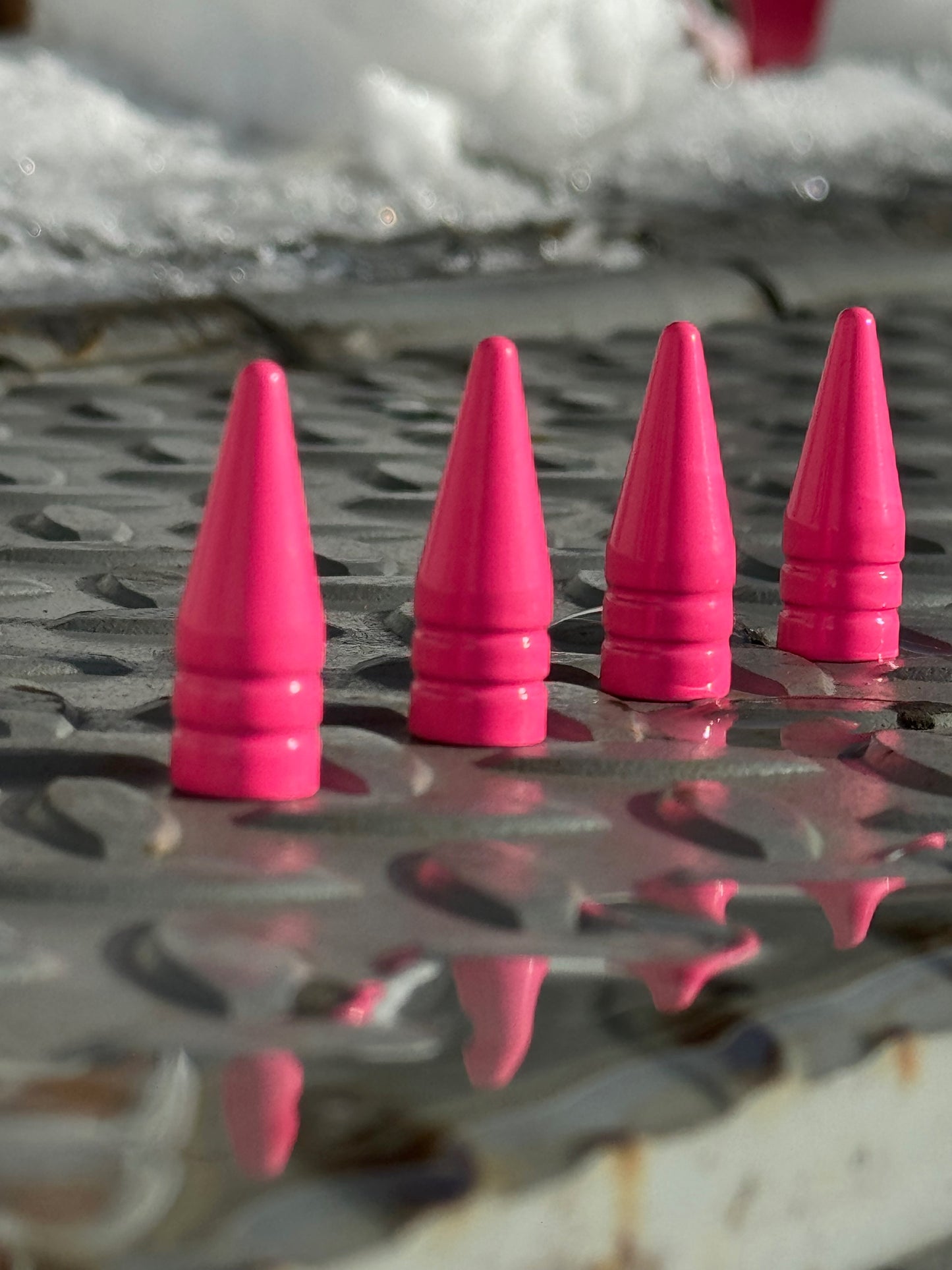 Neon Pink Spike Valve Stem Caps