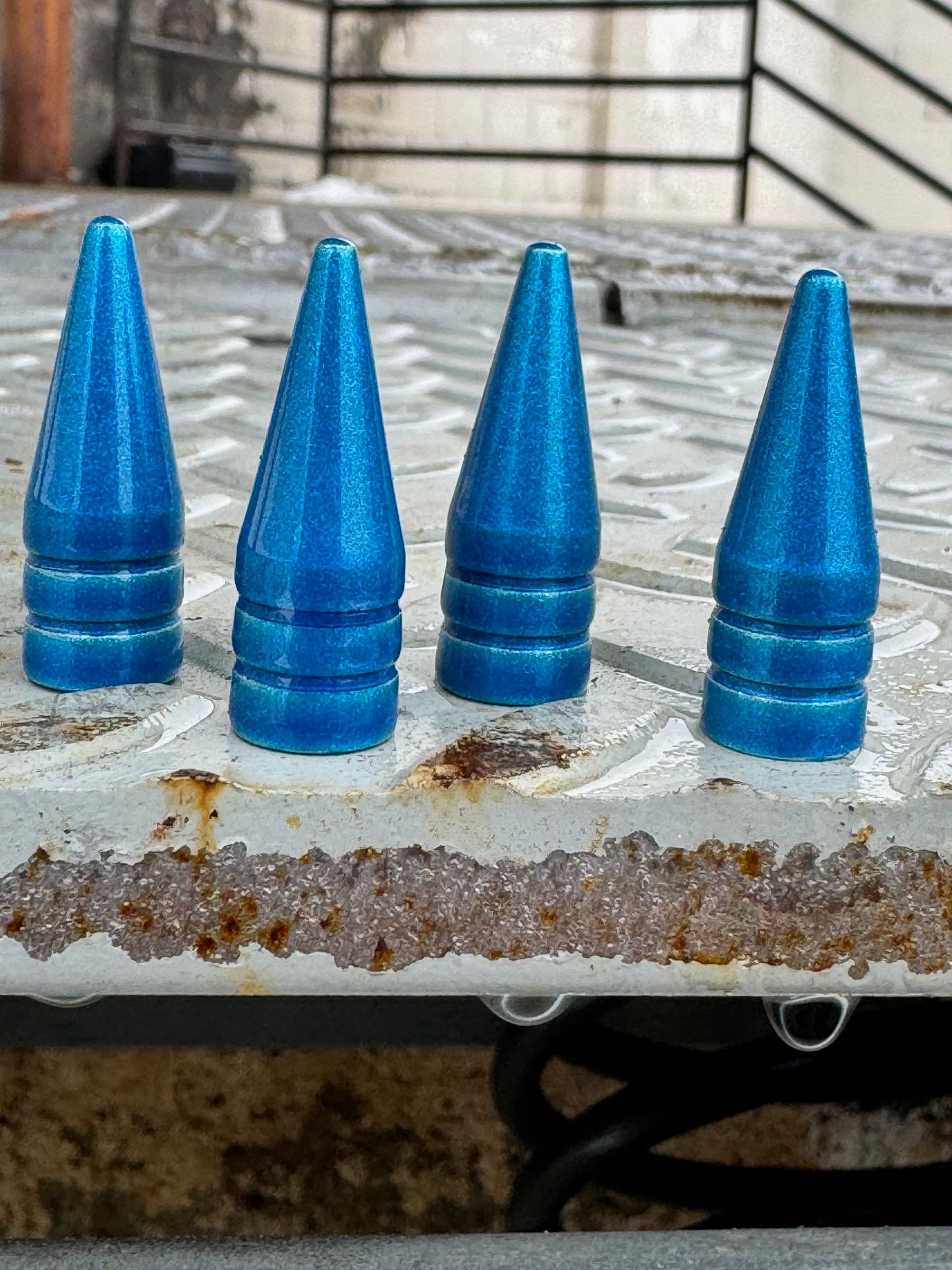 Hawaii Blue Spike Valve Stem Caps