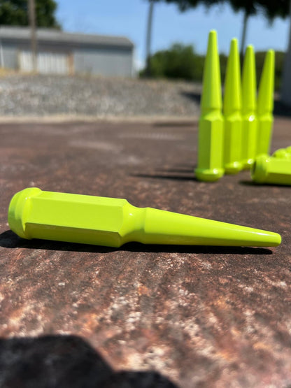 Fluorescent Yellow Spike Lug Nuts