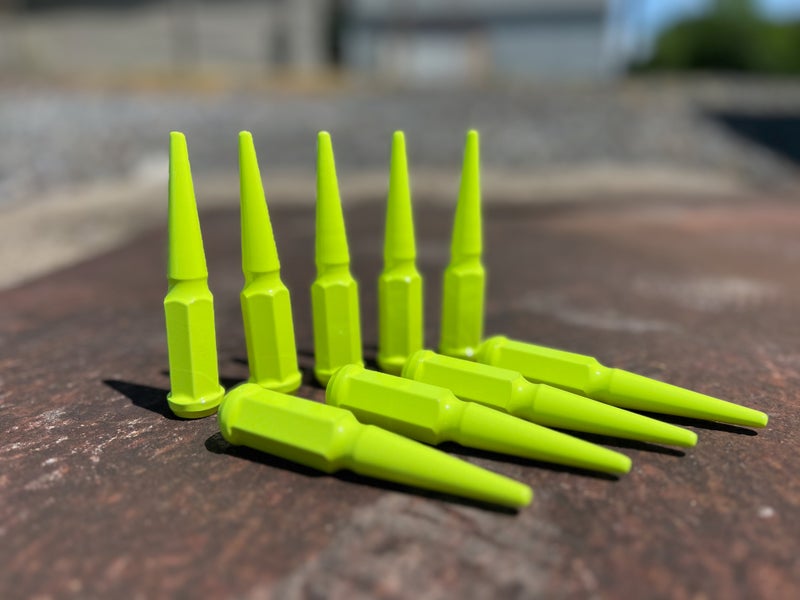 Fluorescent Yellow Spike Lug Nuts